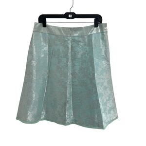 Marc Jacobs Silk Blend Light Blue Metallic Jacquard Floral Skirt Womens 12 AS IS